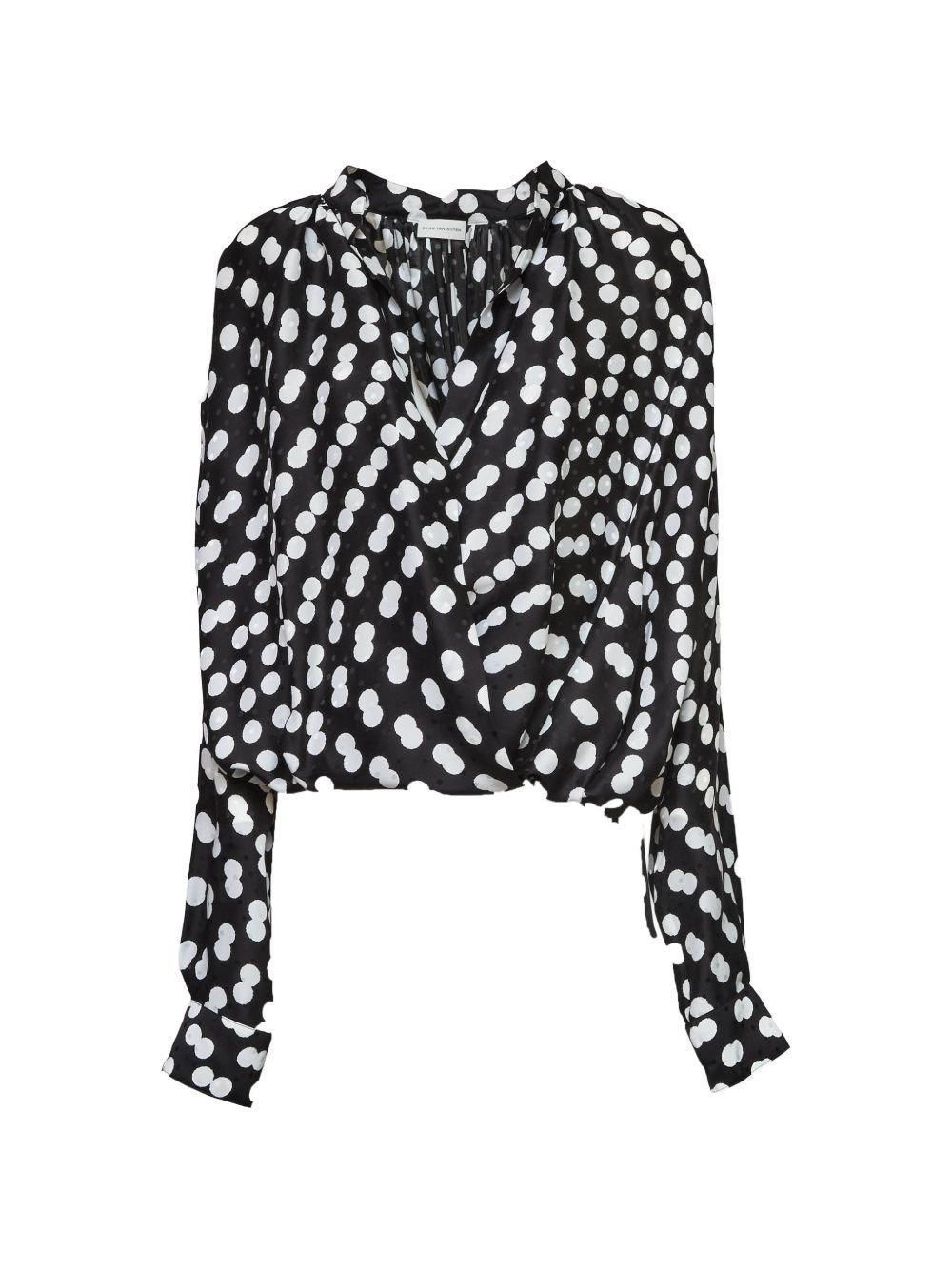 Dries Van Noten Women Polka Dot Jacquard Satin Draped Blouse DRIES VAN NOTEN