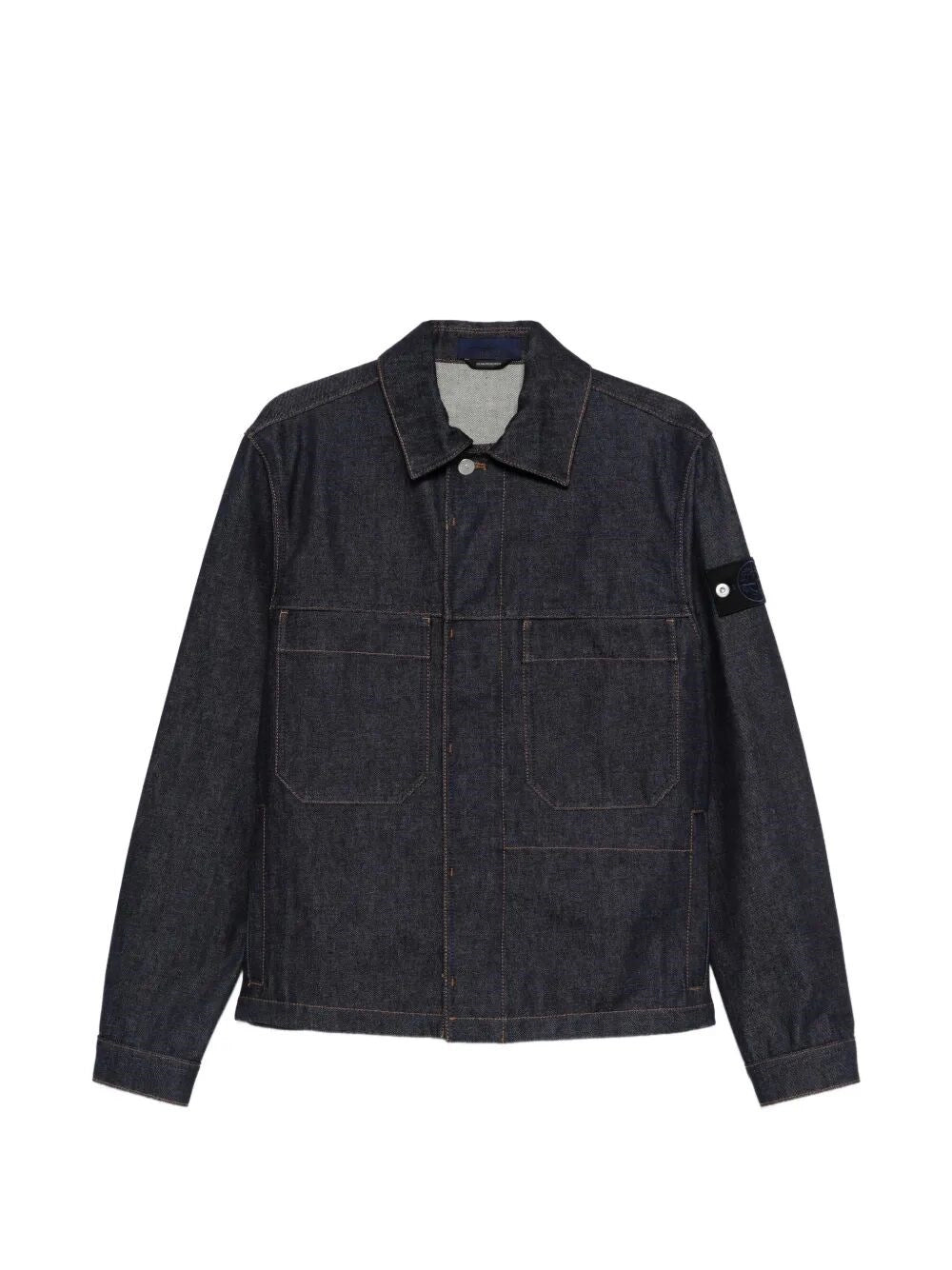 Stone Island Men `Indigo Denim-Raw` Biker Jacket STONE ISLAND