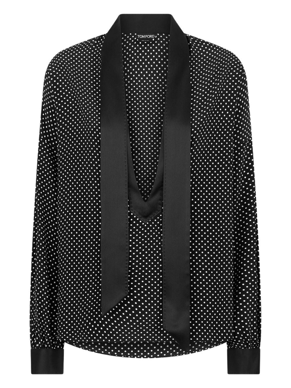 Tom Ford Women Polka Dot Silk Satin Blouse With Lavallière Collar TOM FORD