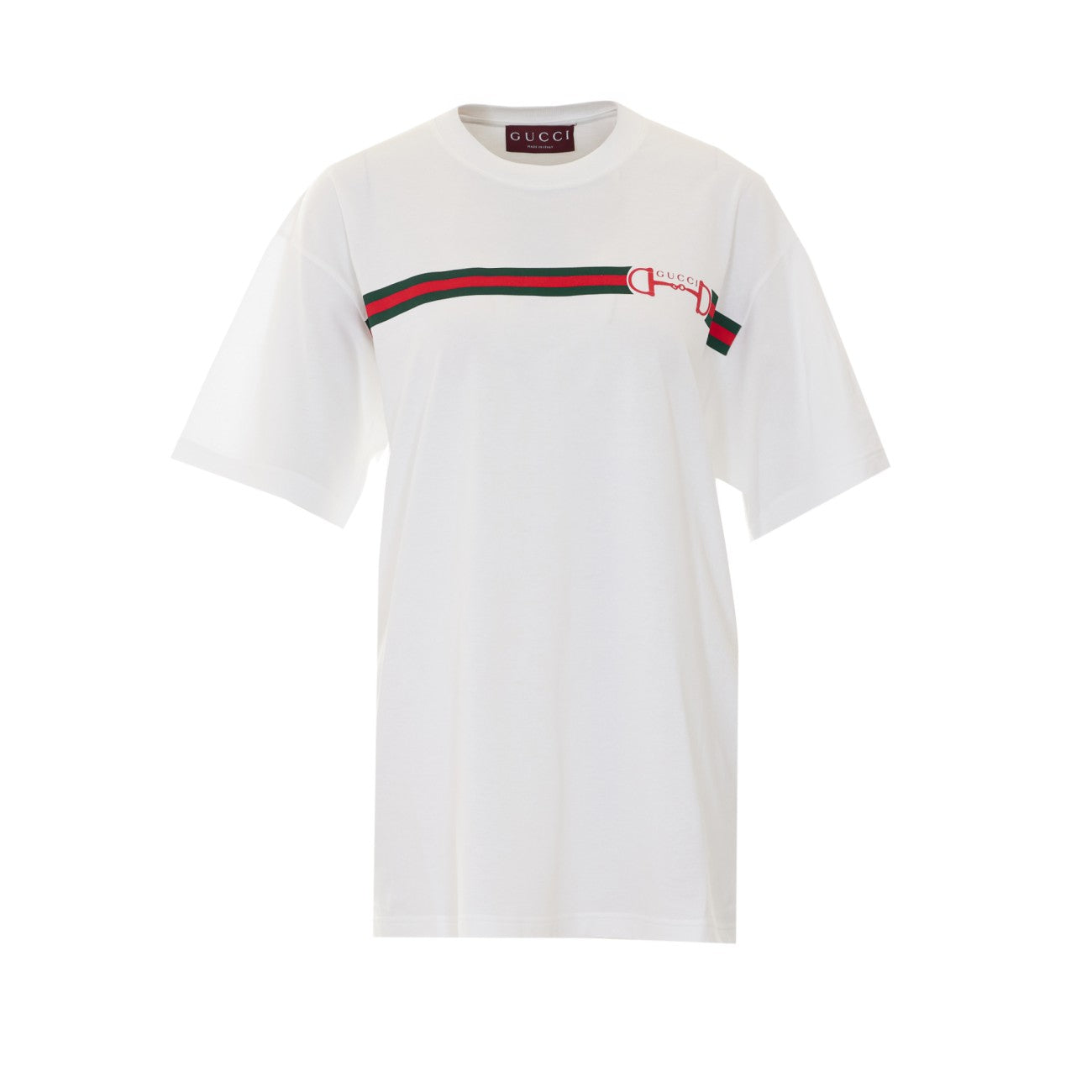 Gucci Women Embroidered Horsebit And Printed Web T-Shirt GUCCI