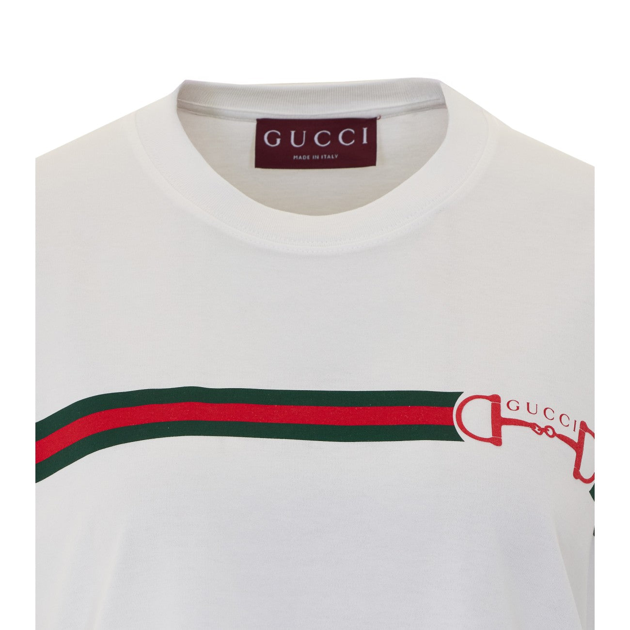 Gucci Women Embroidered Horsebit And Printed Web T-Shirt GUCCI