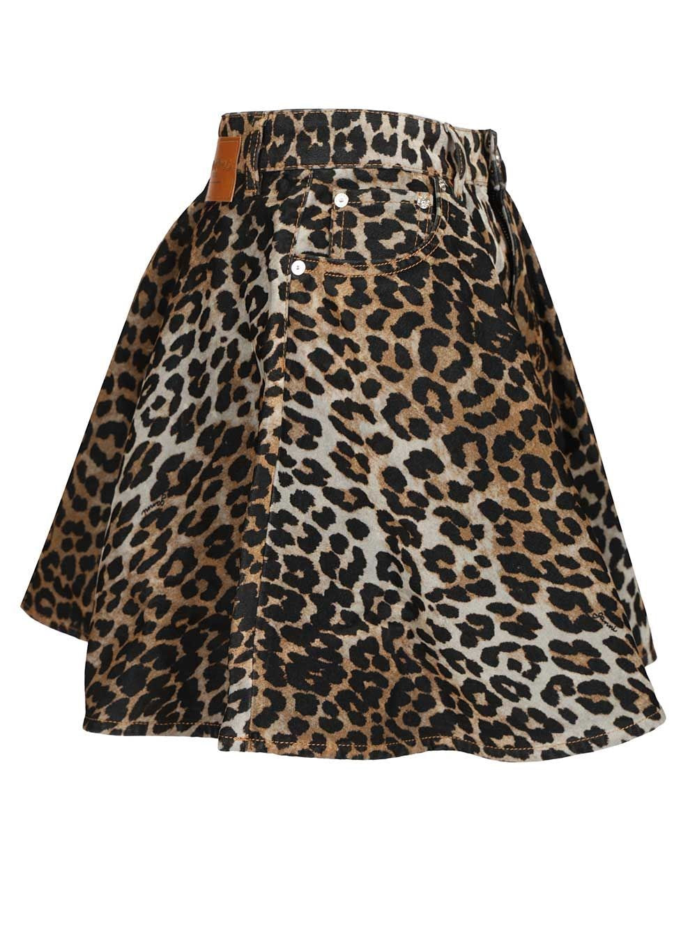Ganni Women Leopard Print Miniskirt GANNI