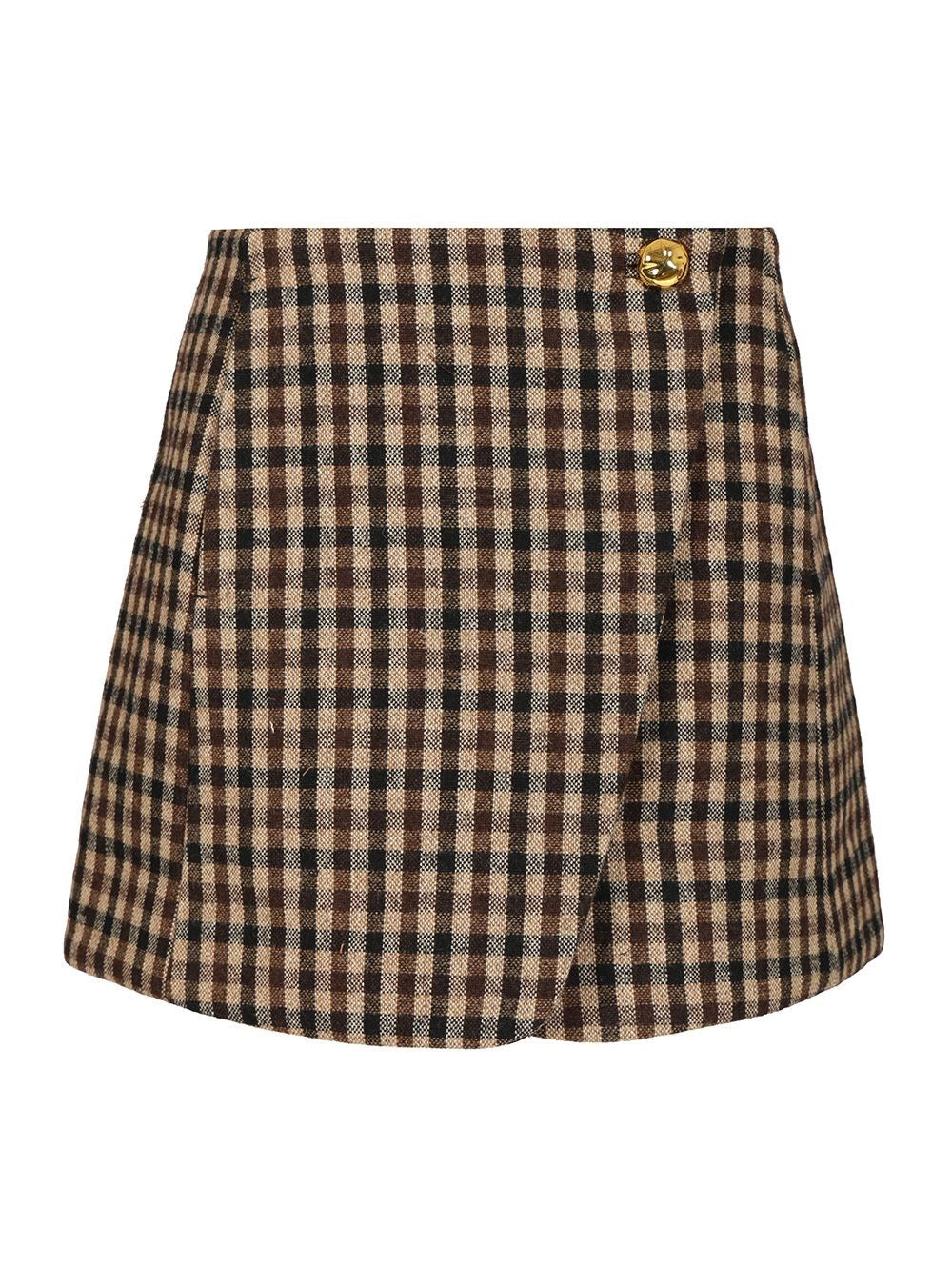 Ganni Women Checked Wool Mini Skirt GANNI