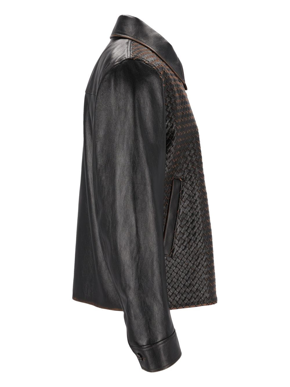Bottega Veneta Men Intrecciato Leather Jacket BOTTEGA VENETA