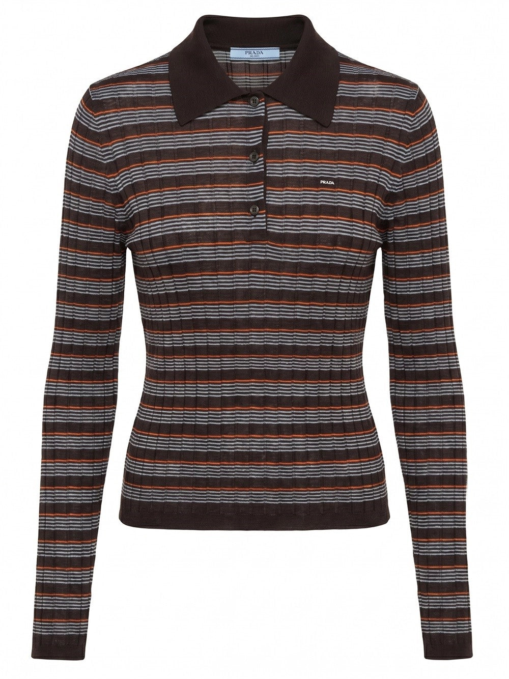 Prada Women Striped Polo-Neck Sweater