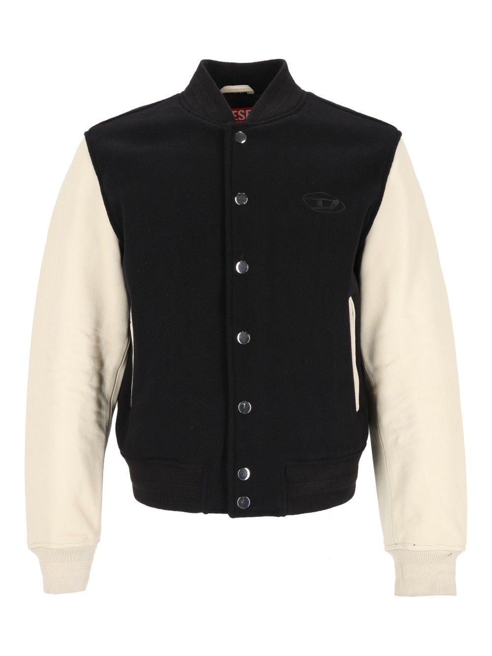 Diesel Men Wool And Leather Blend Bomber Jacket DIESEL