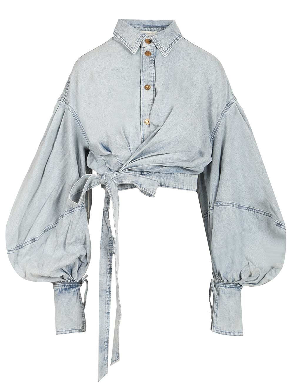 Zimmermann Women Rebellion Denim Wrap Top ZIMMERMANN