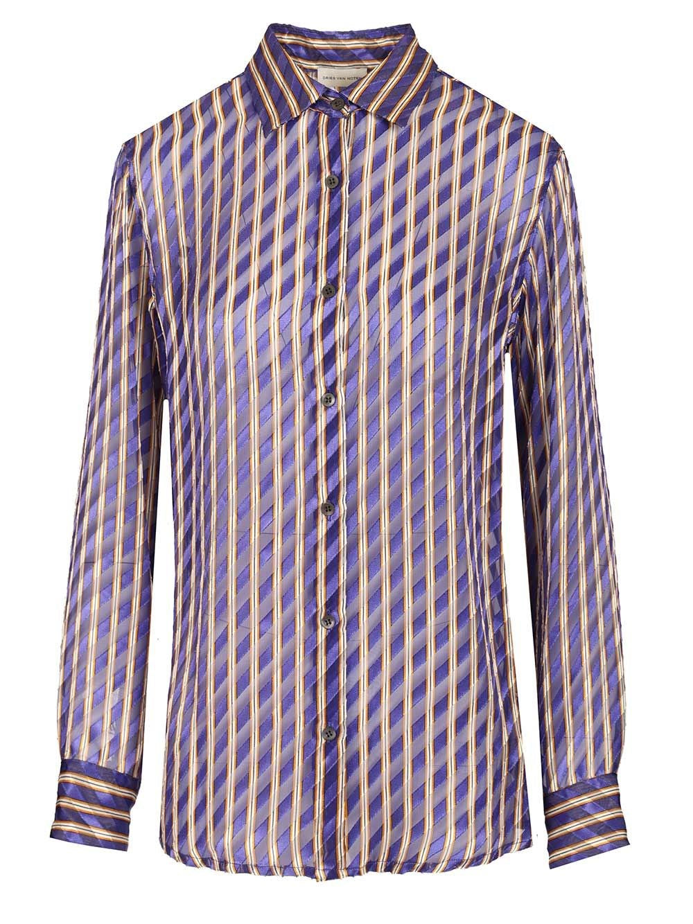 Dries Van Noten Women Striped Dévoré Satin Shirt DRIES VAN NOTEN