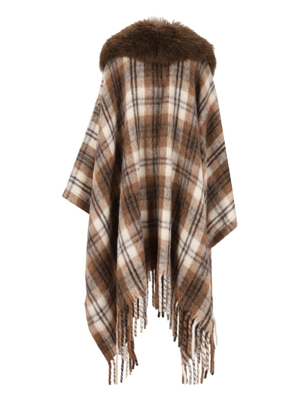 Moncler Grenoble Women Cape With Shearling Collar MONCLER GRENOBLE