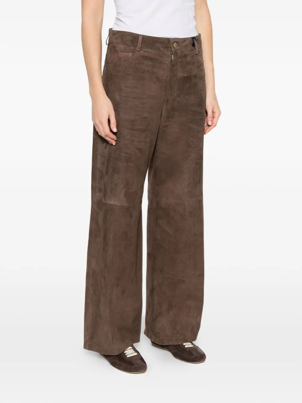 'S Max Mara Women Wide-Leg Suede Trousers S MAX MARA
