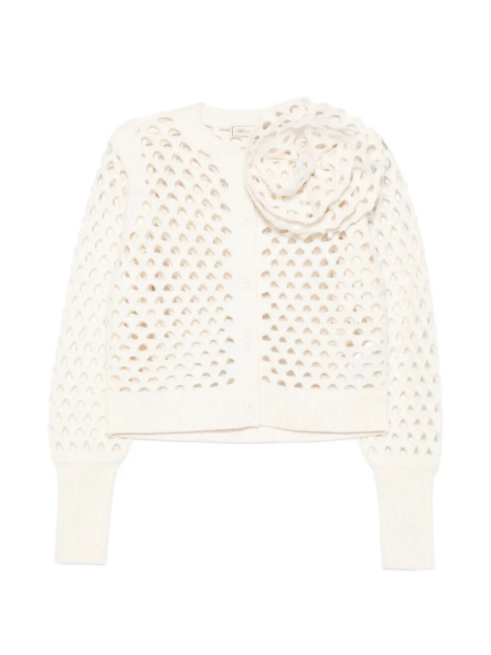 Blumarine Women Openwork Wool Cardigan With 3D Rose BLUMARINE