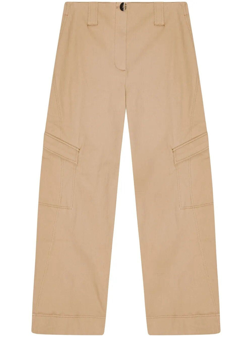 Ganni Women Cotton Canvas Cargo Trousers GANNI