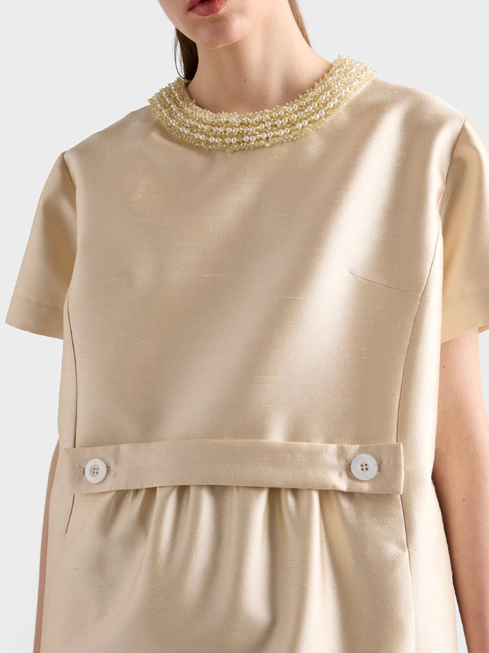 Prada Women Long Embroidered Sablé Dress PRADA
