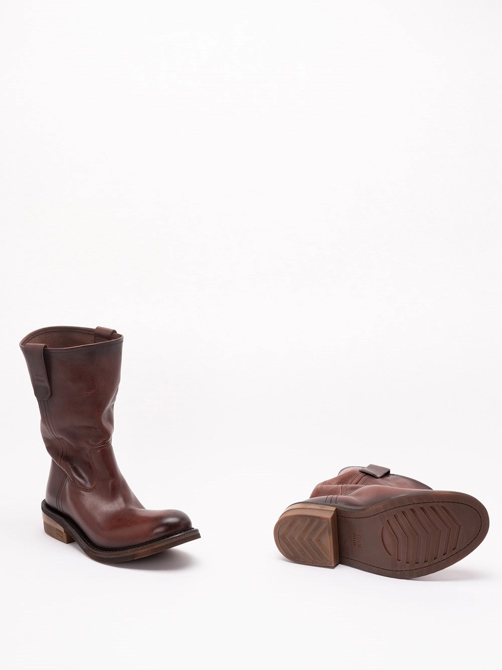 Miu Miu Women Foule Leather Booties MIU MIU