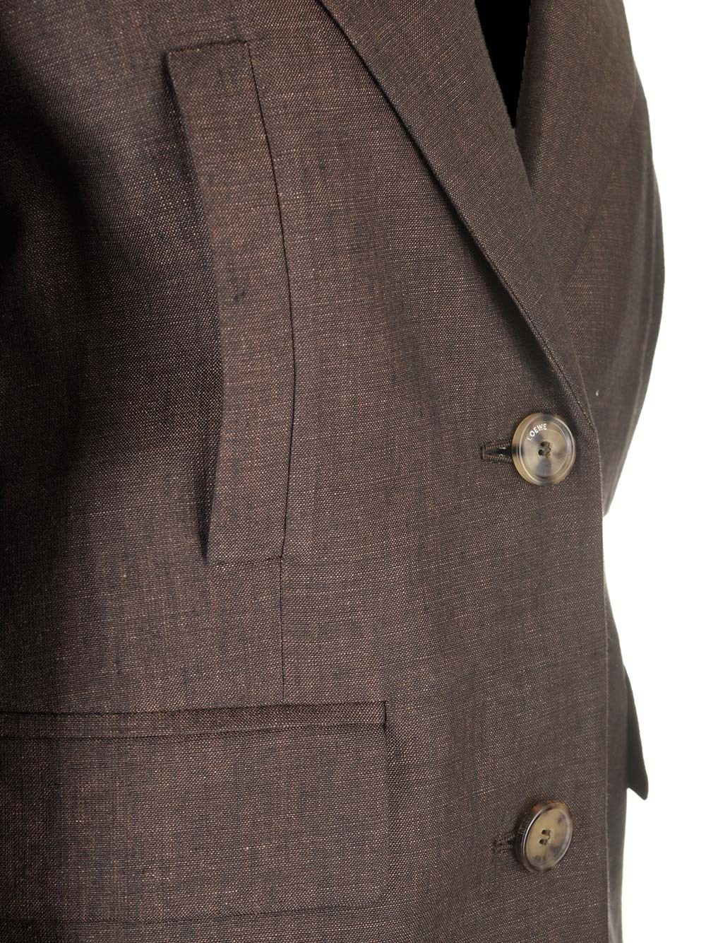 Loewe Women Linen Single-Breasted Tailored Jacket