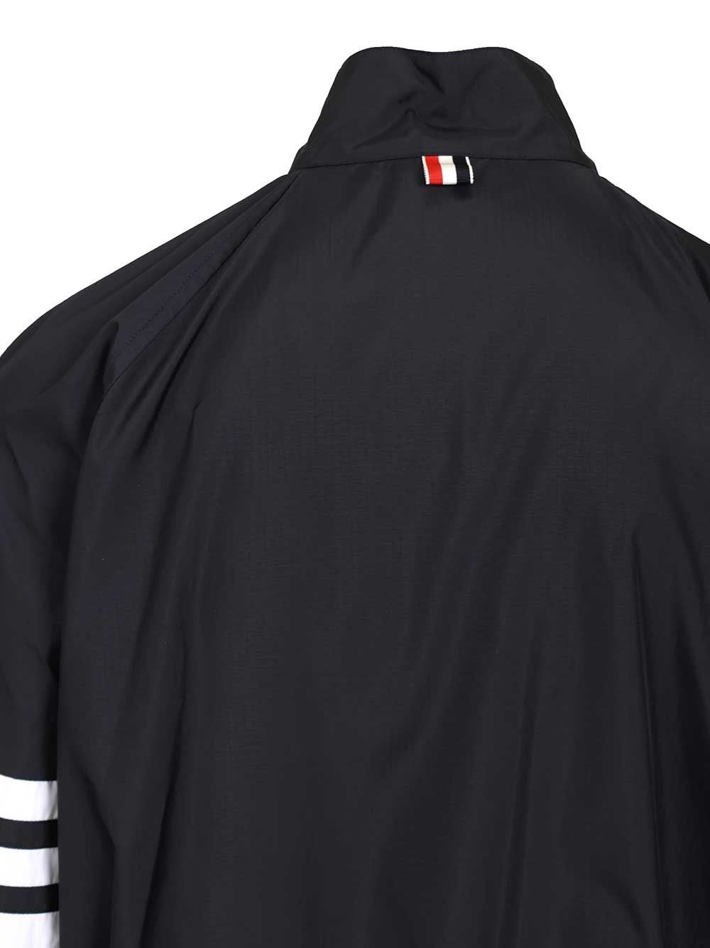 Thom Browne Men Zip Front Raglan Track Jacket W/ 4 Bar In Shiny Ripstop THOM BROWNE