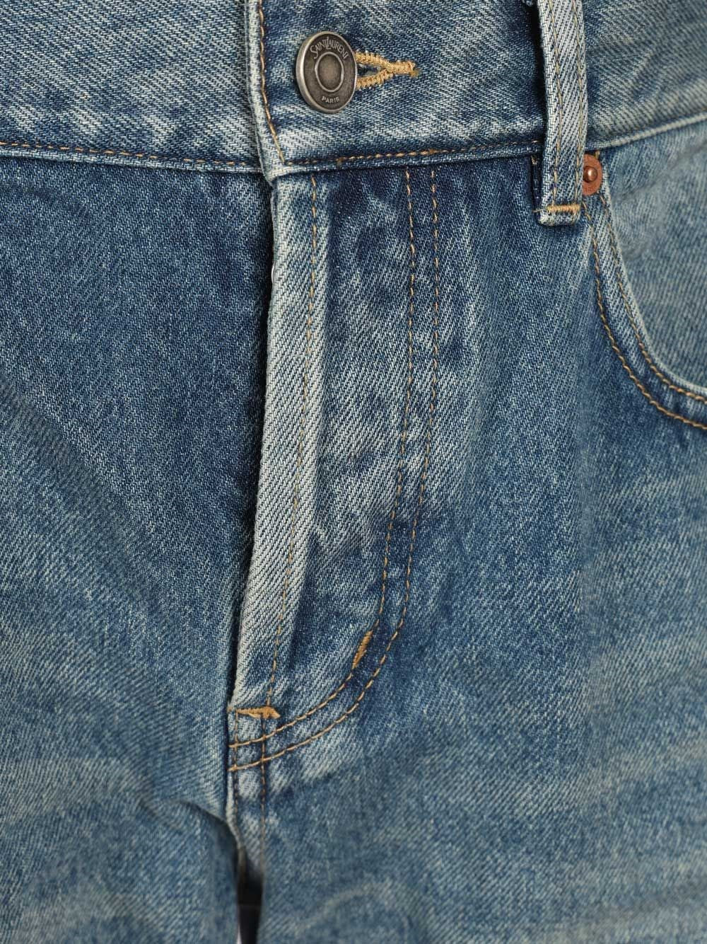 Saint Laurent Men Slim Relaxed Low Rise Jeans In Blue Denim SAINT LAURENT