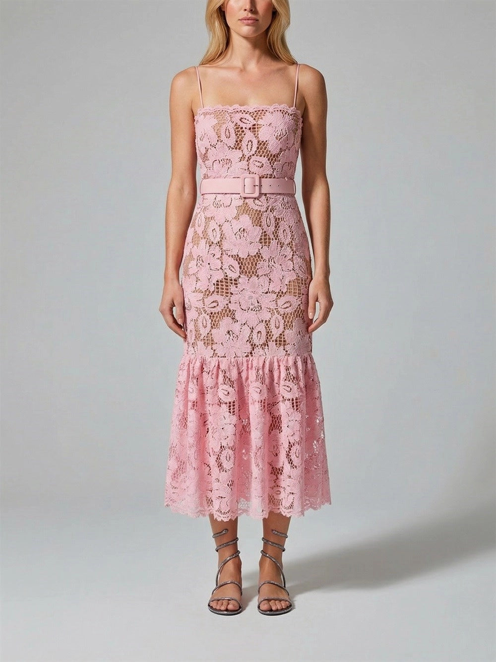 Self-Portrait Women Crochet Lace Midi Dress SELF-PORTRAIT