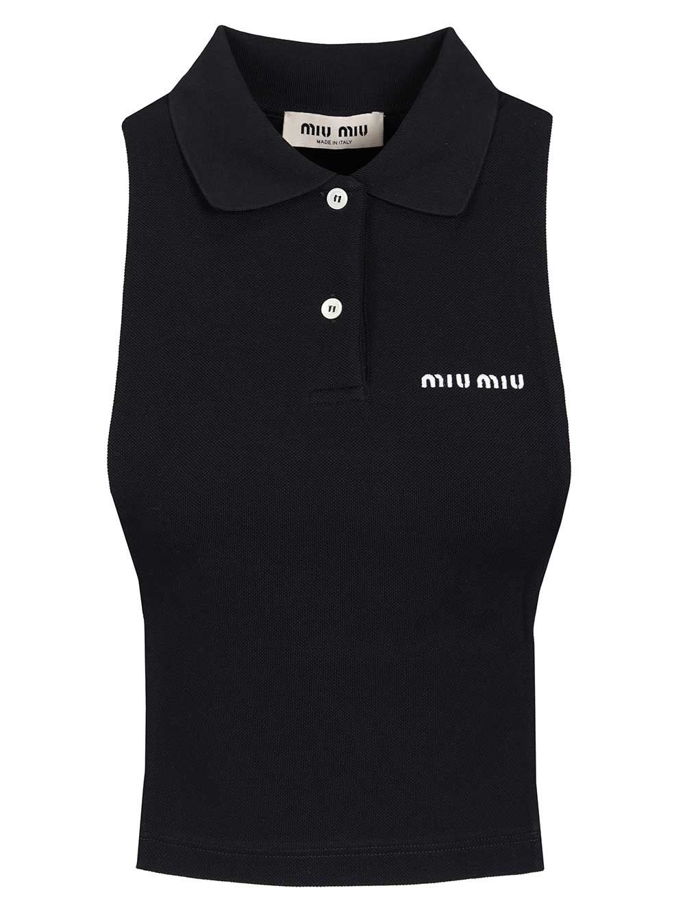 Miu Miu Women Sleeveless Piquet Polo Shirt MIU MIU