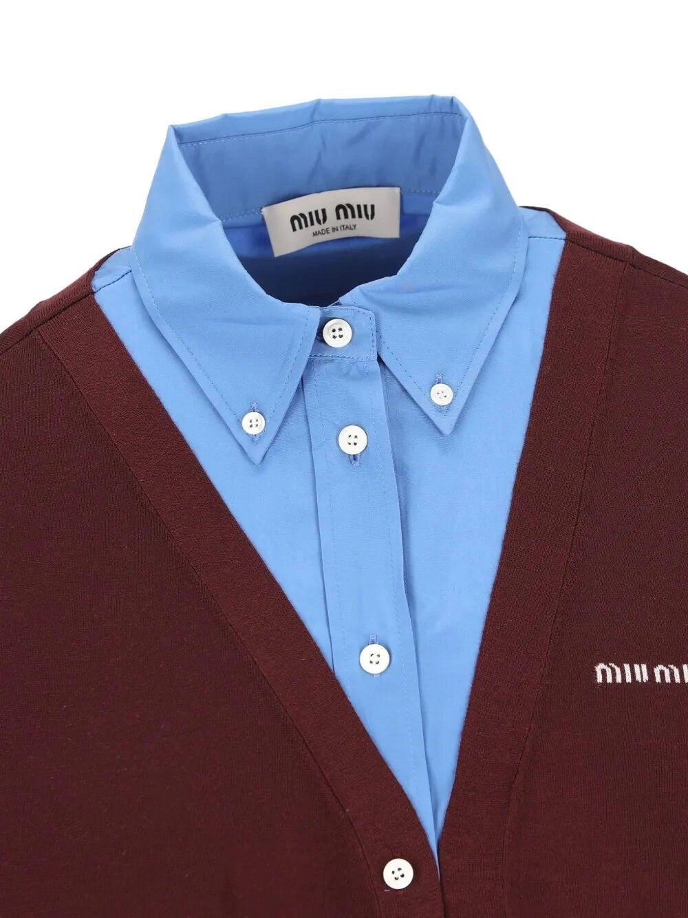Miu Miu Women Wool Cardigan With Cotton Details MIU MIU