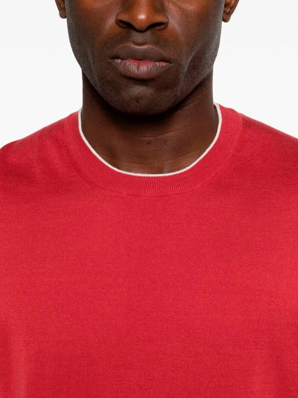 Brunello Cucinelli Men Cotton Lightweight Knit T-Shirt With Contrast Details BRUNELLO CUCINELLI