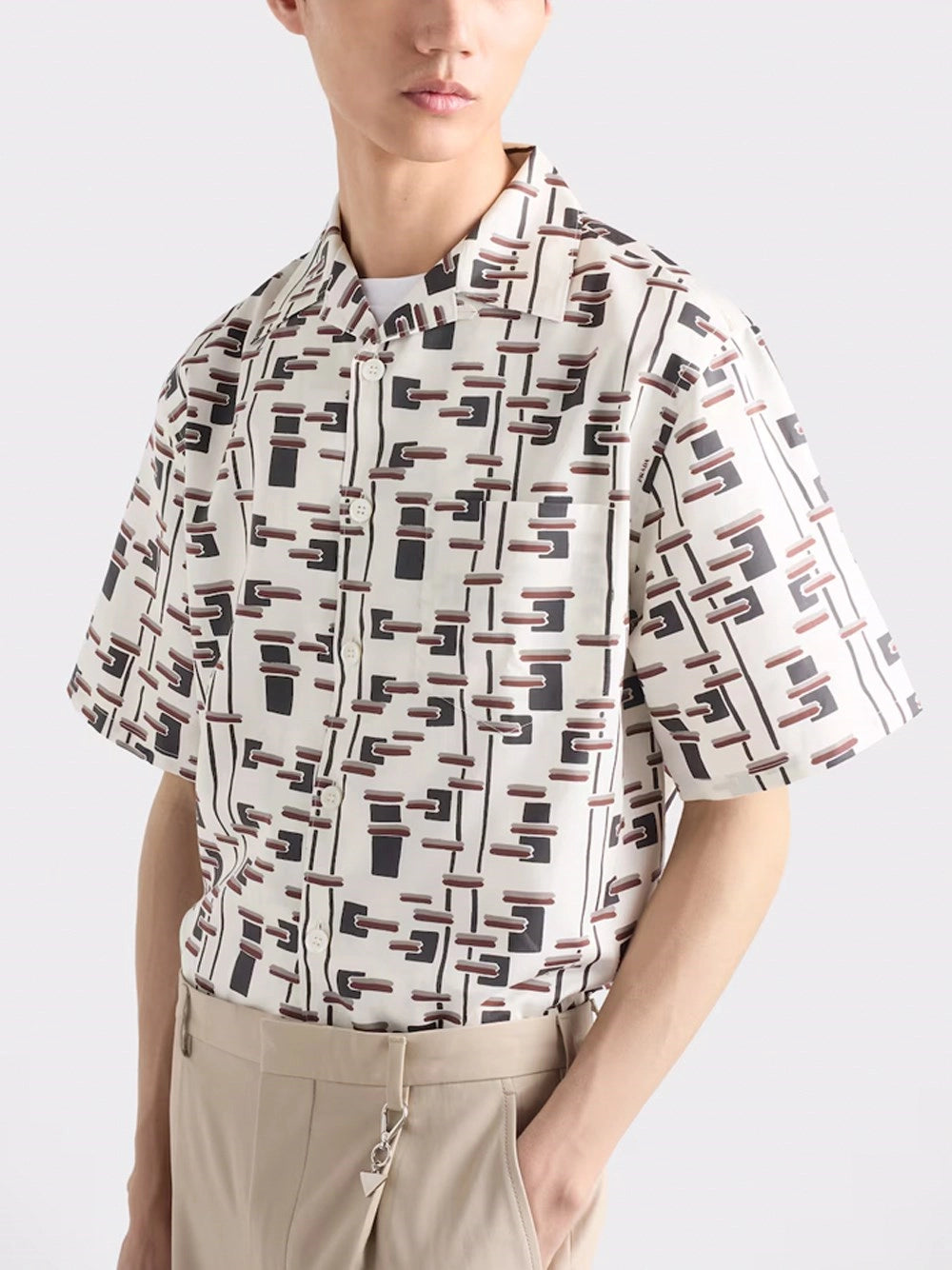 Prada Men Striped Cotton And Silk `Bowling` Shirt PRADA