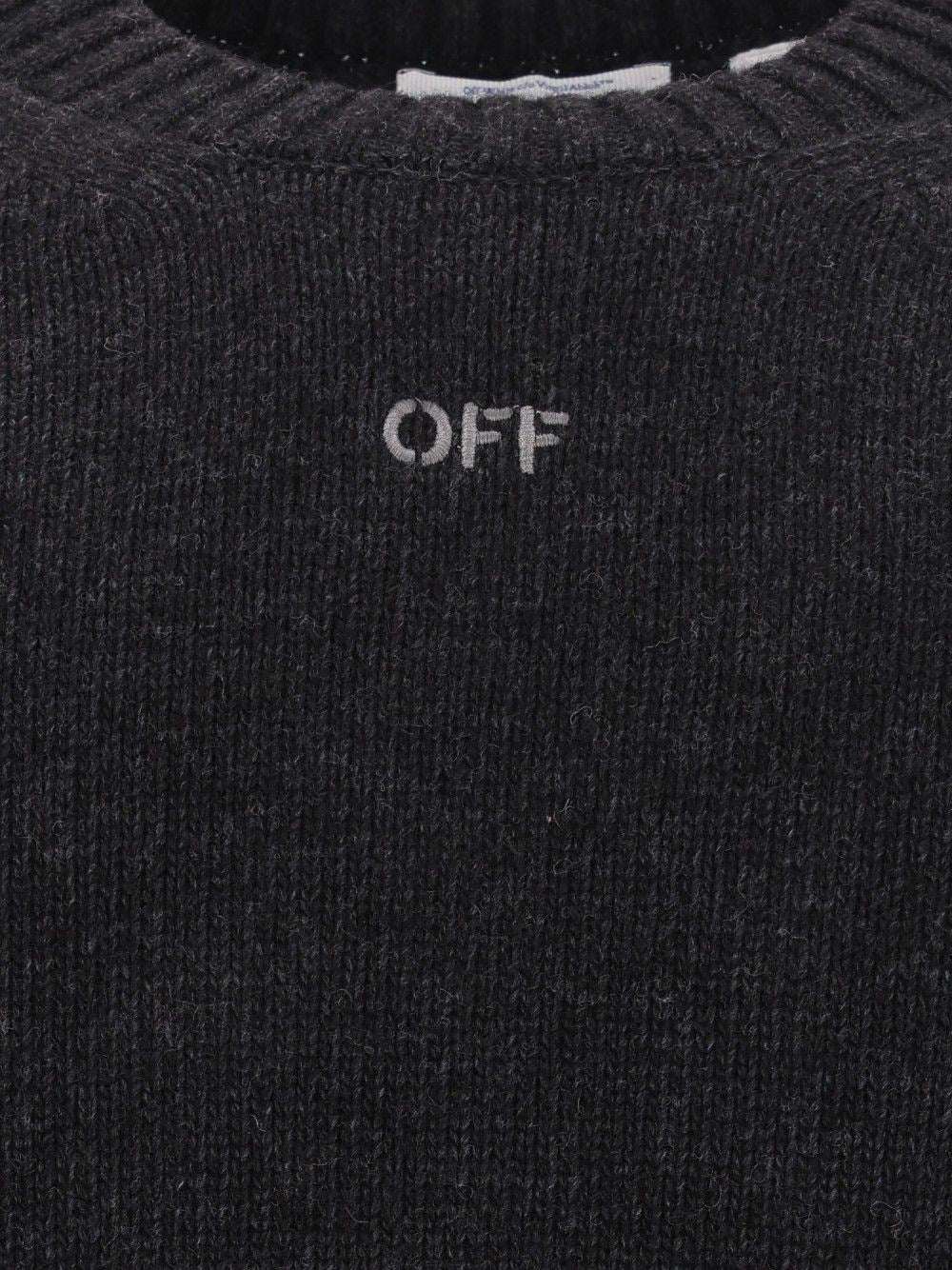 Off-White Men The Diagonal Arrow Fuzzy Crew Neck Sweater OFF-WHITE