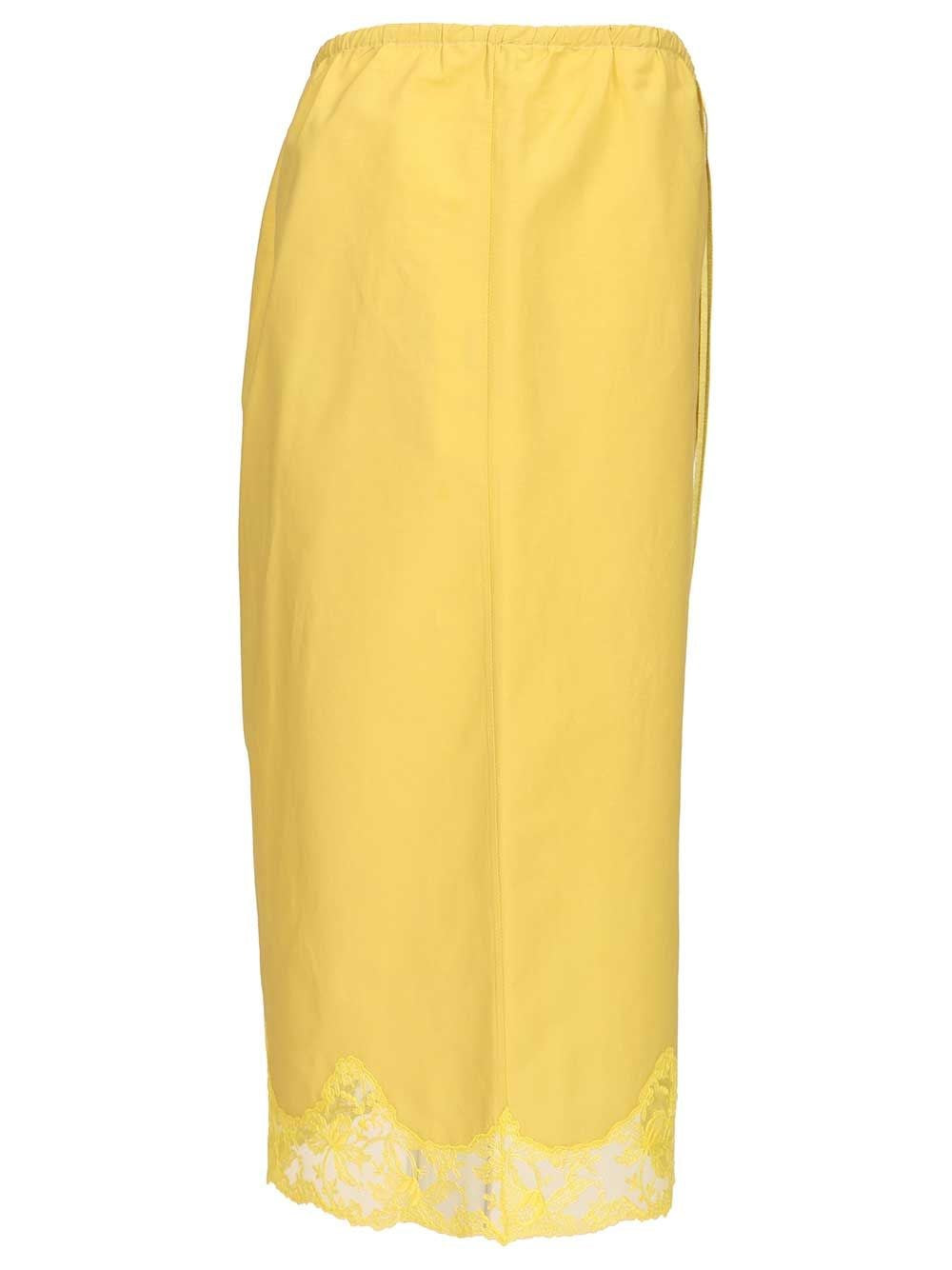 Saint Laurent Women Slip-Style Skirt With Lace In Cotton And Silk SAINT LAURENT