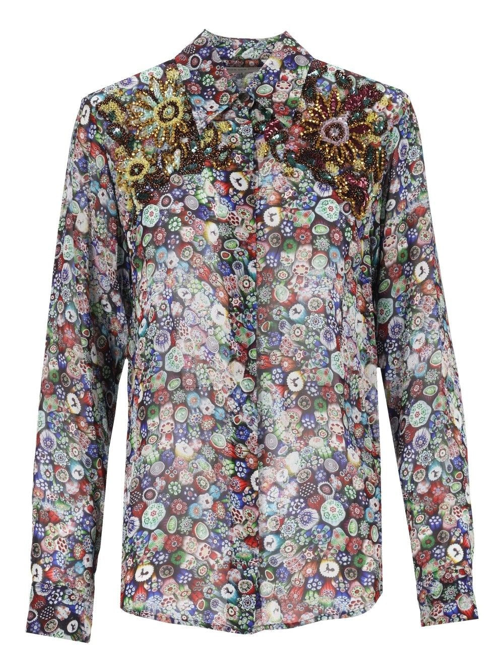 Dries Van Noten Women Printed Georgette Blouse With Sequin Decorations DRIES VAN NOTEN