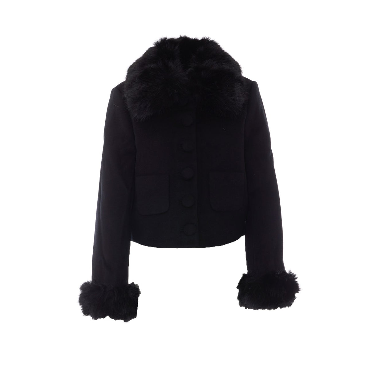 Self Portrait Women Faux Fur Cuff Jacket SELF-PORTRAIT