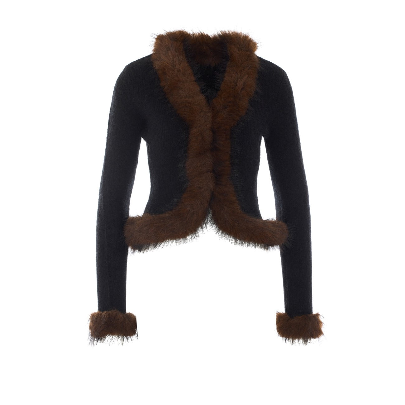 Self Portrait Women Faux Fur Knit Cardigan SELF-PORTRAIT