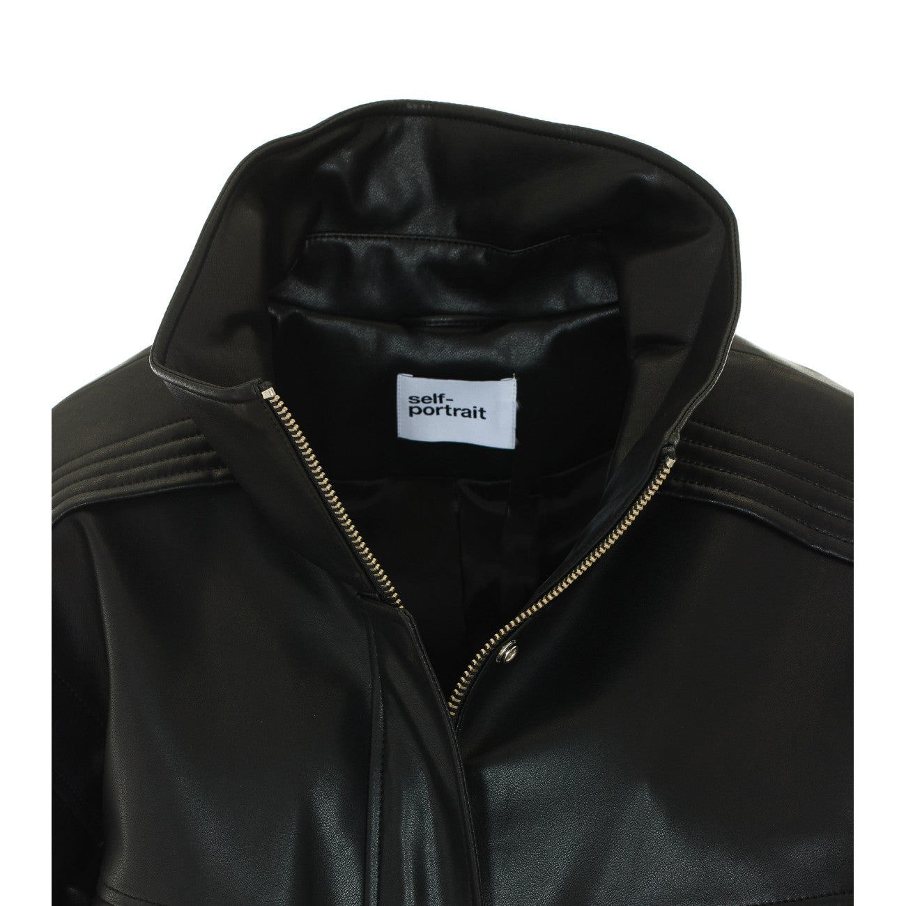 Self Portrait Women Faux Leather Bomber Jacket SELF-PORTRAIT