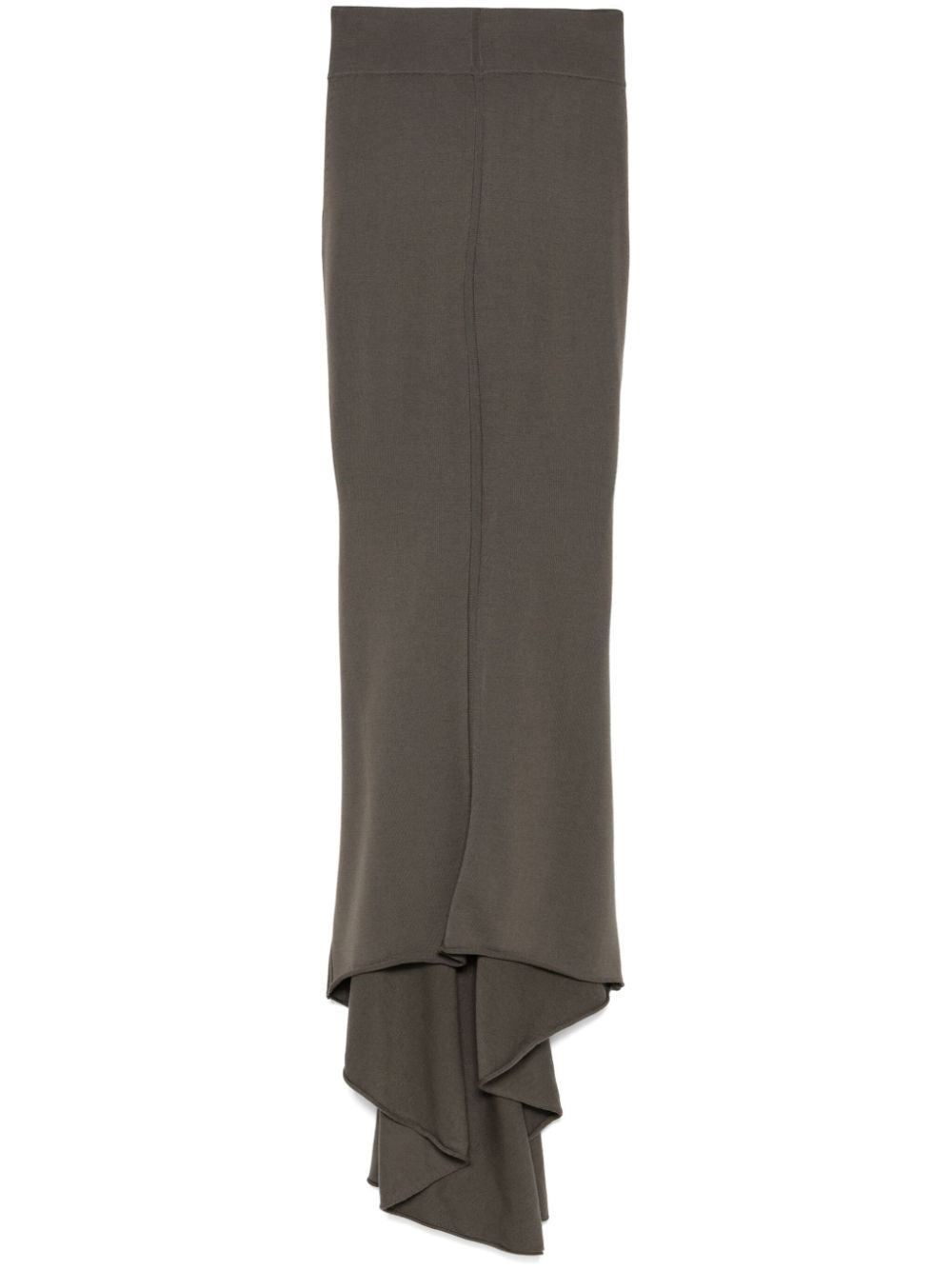 Rick Owens Women Taupe Knit Midi Skirt RICK OWENS