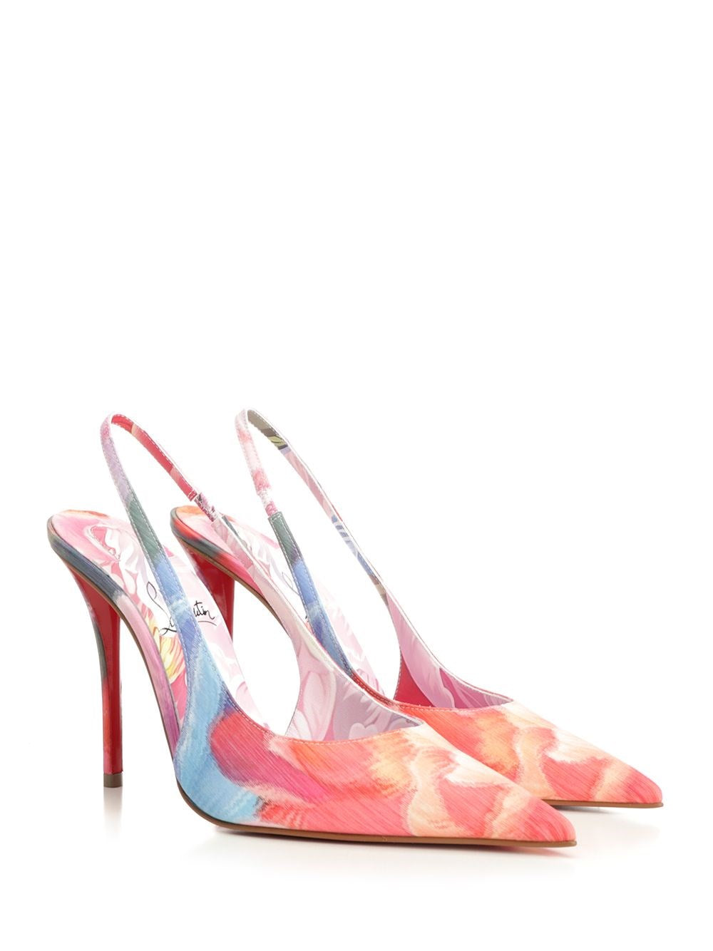 Christian Louboutin Women "Miss Z" Sling Back  In Peonies Printed Chiné Fabric CHRISTIAN LOUBOUTIN