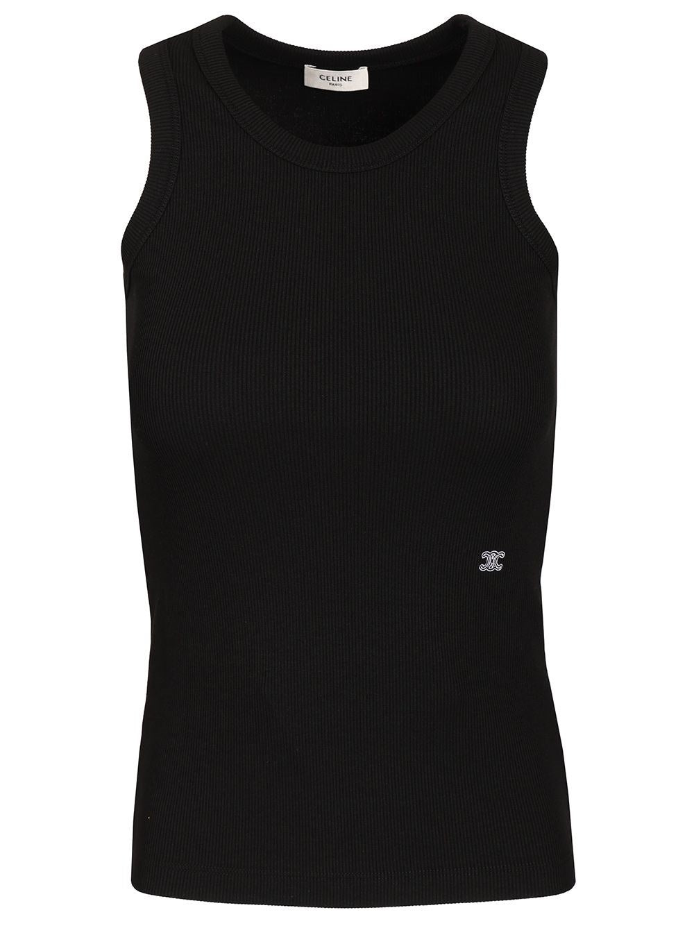 Celine Women Ribbed Silk And Cotton Tank Top CELINE