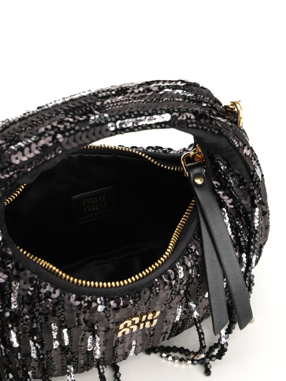 Miu Miu Women "Wander" Mini Satin Bag With Crystal And Sequin Fringes MIU MIU