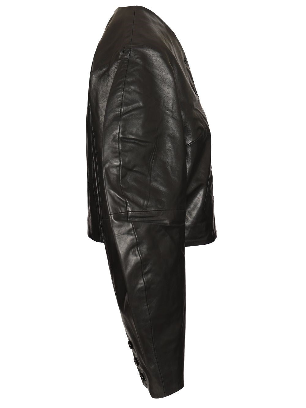 Rotate Women Fitted Black Leather Jacket ROTATE