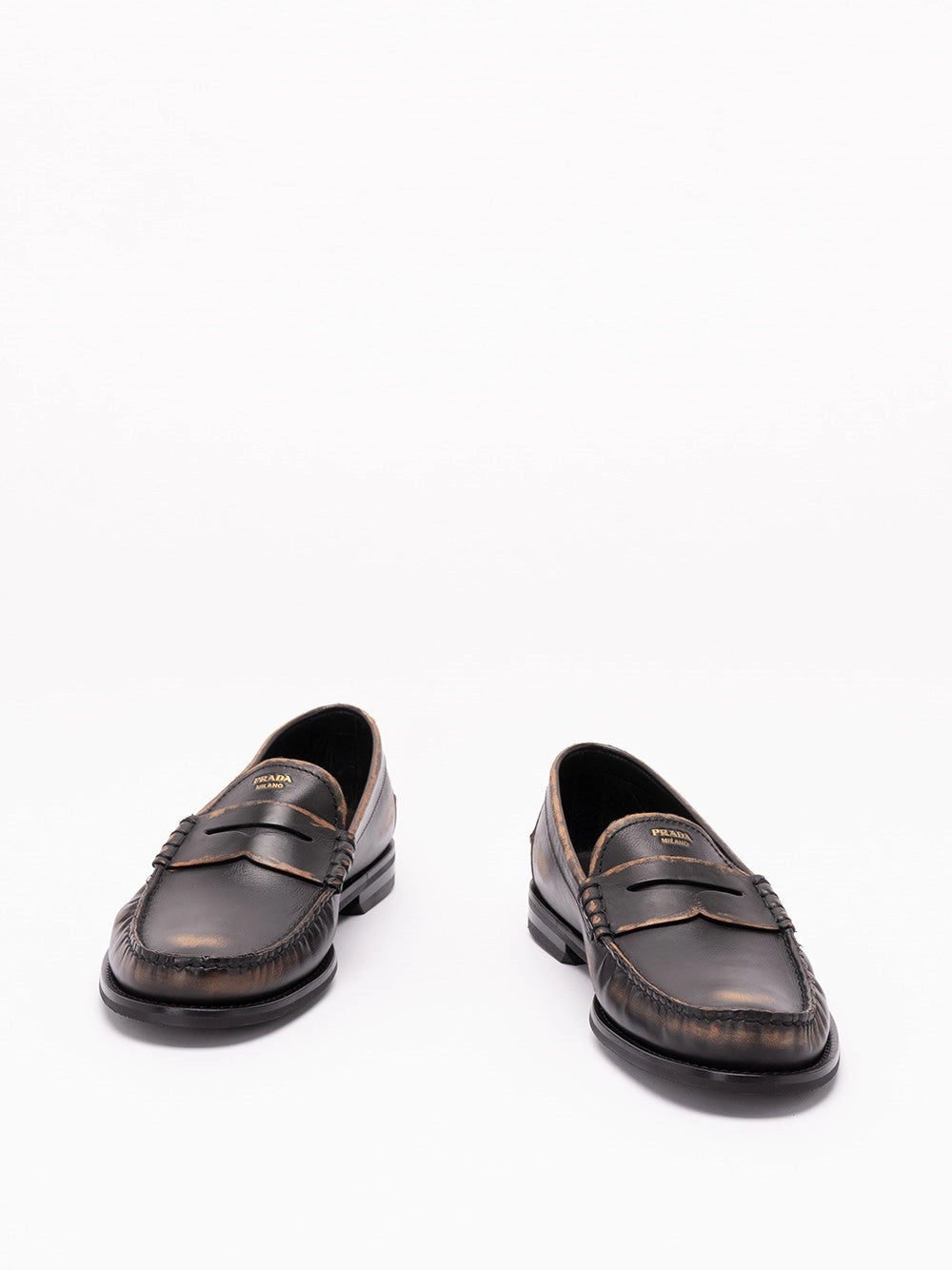Prada Men Antiqued Leather Loafers PRADA