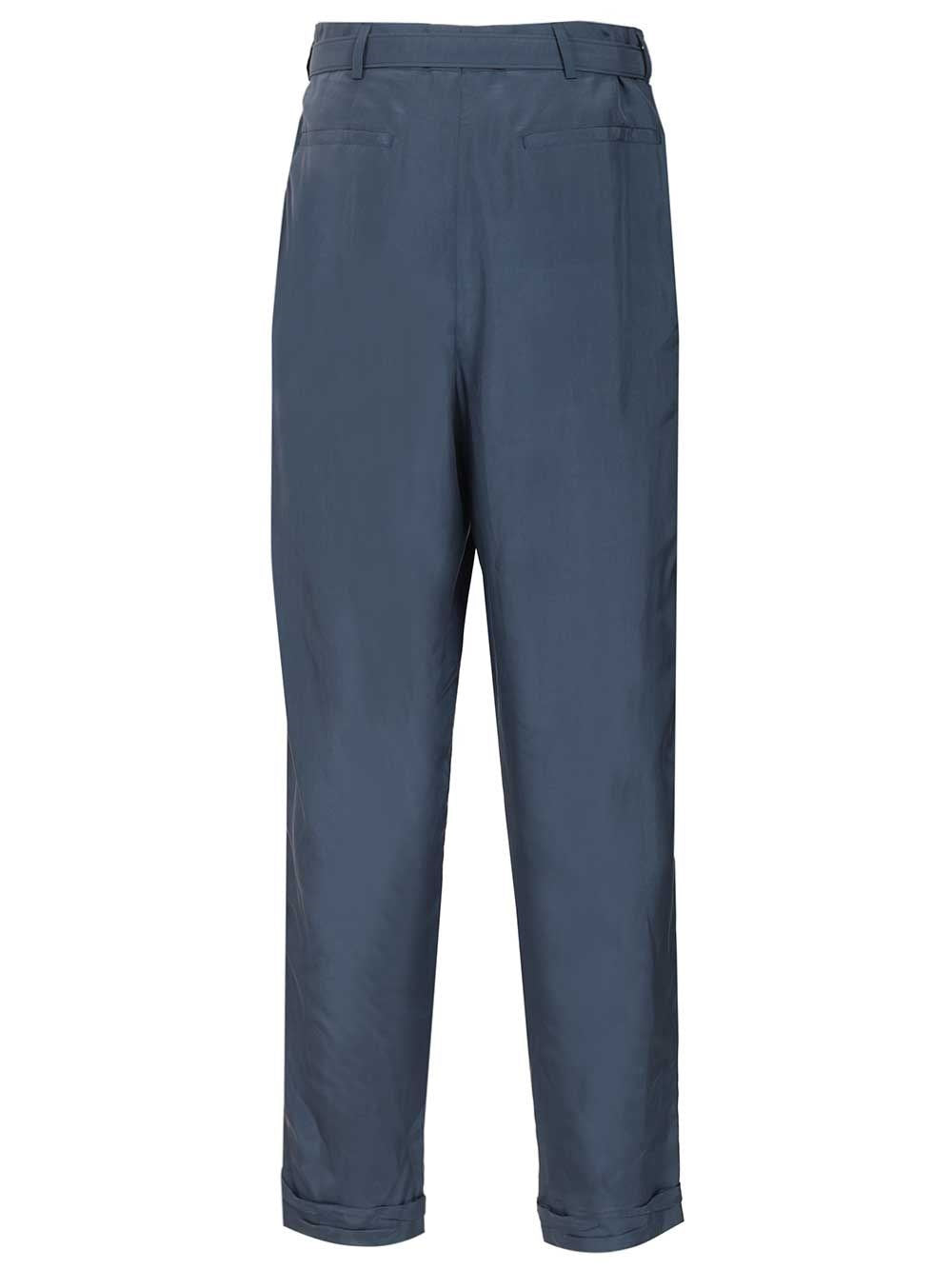 Saint Laurent Men Habutai Silk Belted Trousers SAINT LAURENT
