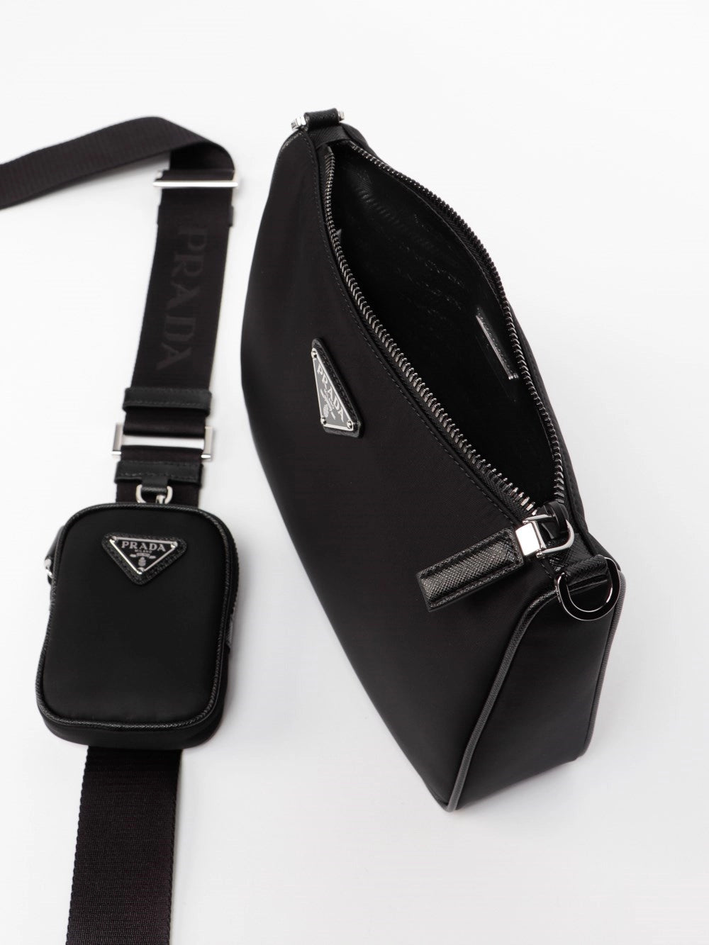 Prada Men Re-Nylon And Saffiano Leather Shoulder Bag PRADA