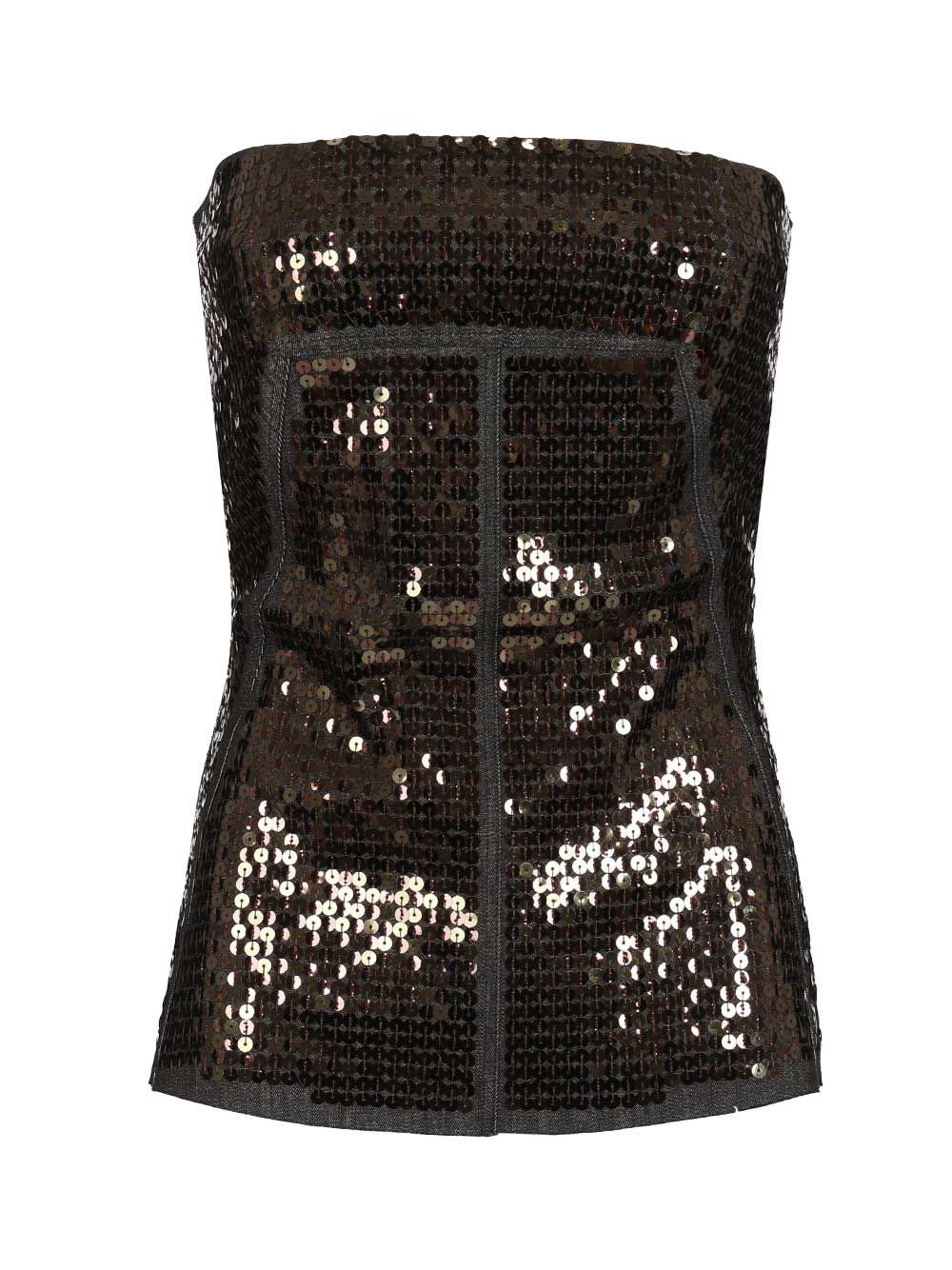 Rick Owens Women Denim Bustier Top With Sequins RICK OWENS