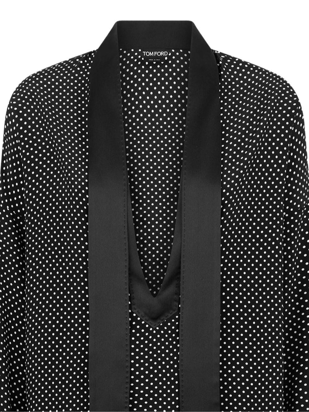 Tom Ford Women Polka Dot Silk Satin Blouse With Lavallière Collar TOM FORD