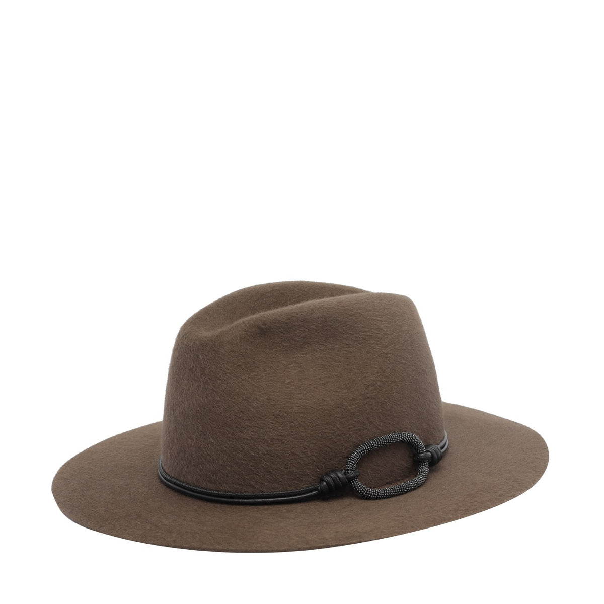 Brunello Cucinelli Women Felt Fedora With Leather Band And Monile BRUNELLO CUCINELLI
