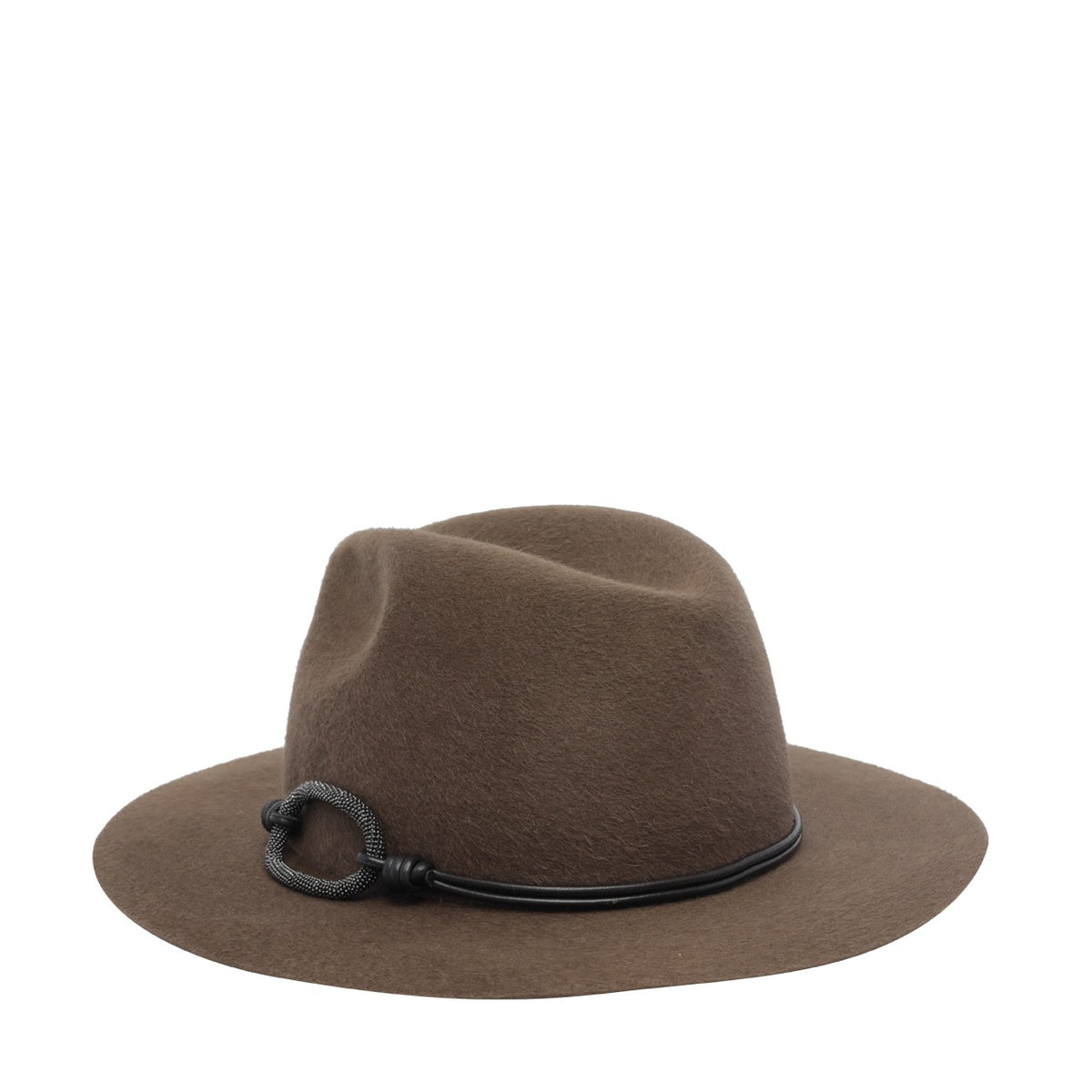 Brunello Cucinelli Women Felt Fedora With Leather Band And Monile BRUNELLO CUCINELLI