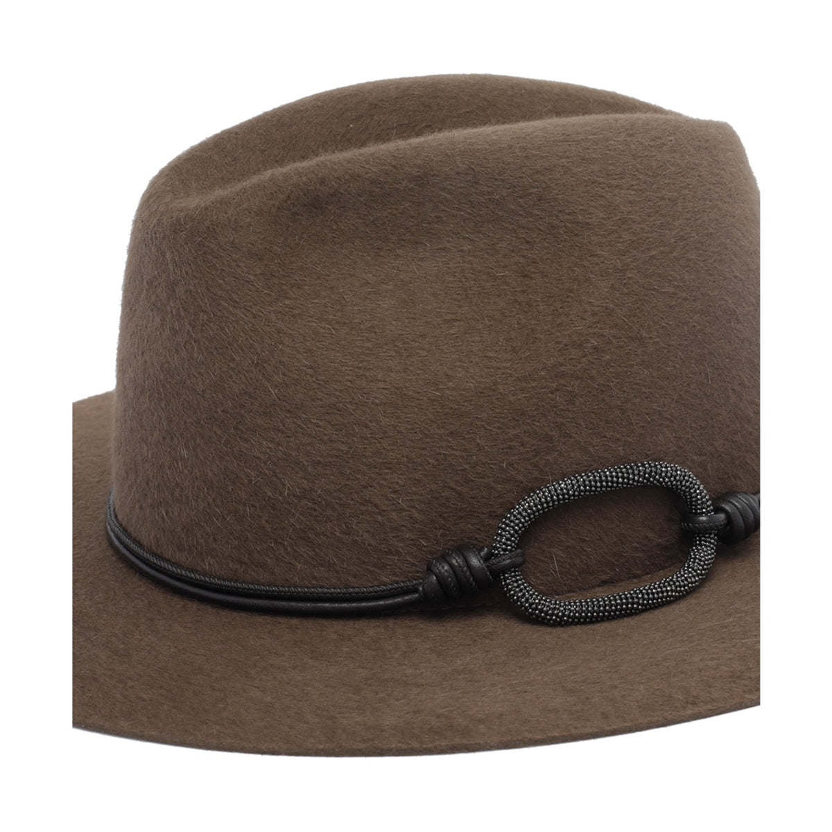 Brunello Cucinelli Women Felt Fedora With Leather Band And Monile BRUNELLO CUCINELLI