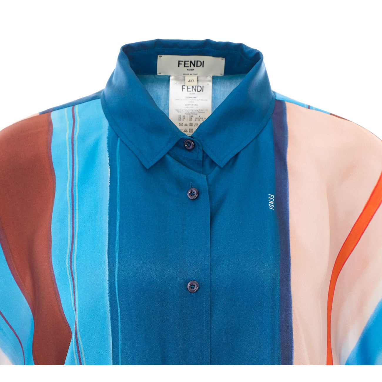 Fendi Women Fendi Logo Shirt With Venetian Stripes Motif FENDI