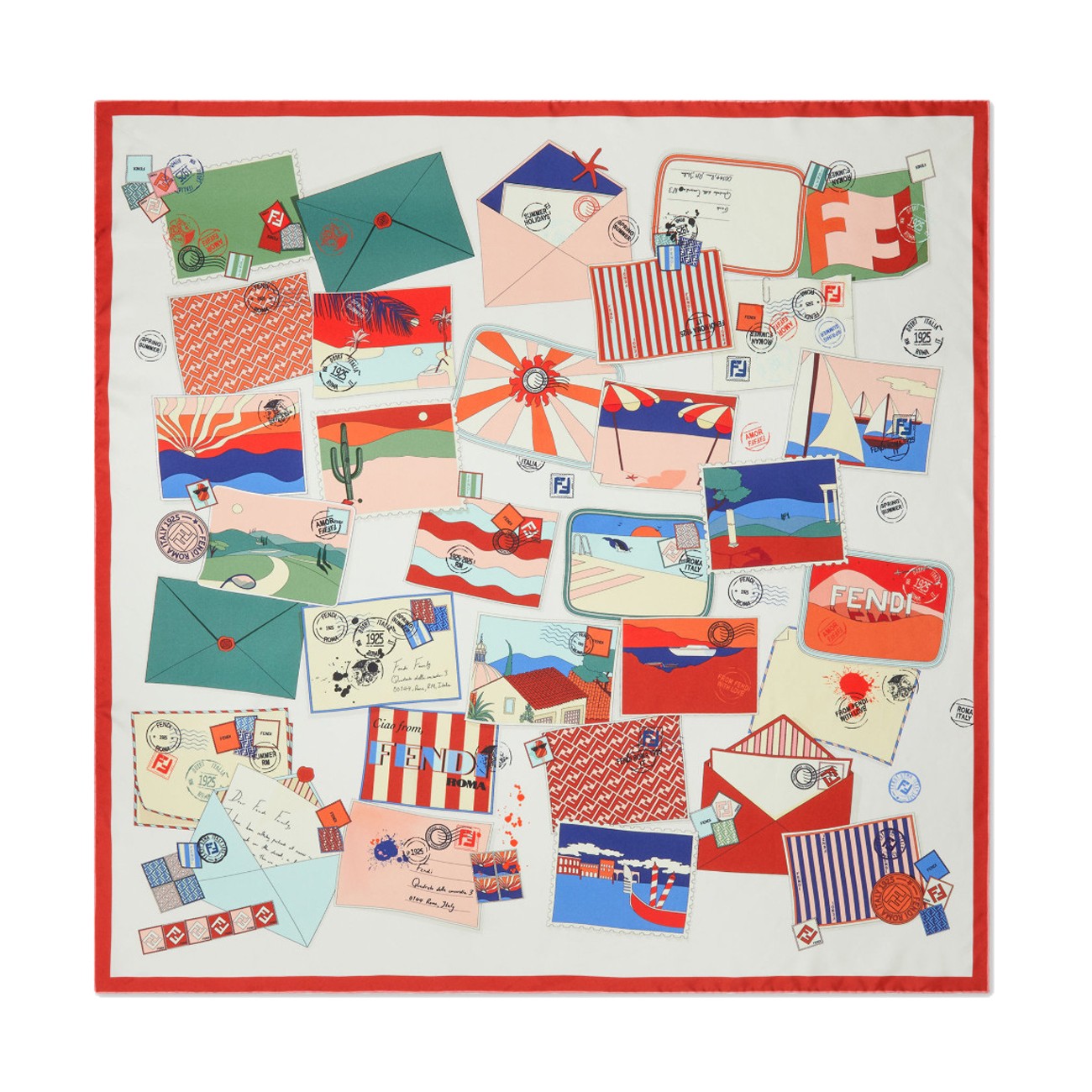 Fendi Women Fendi Postcards Motif Foulard FENDI