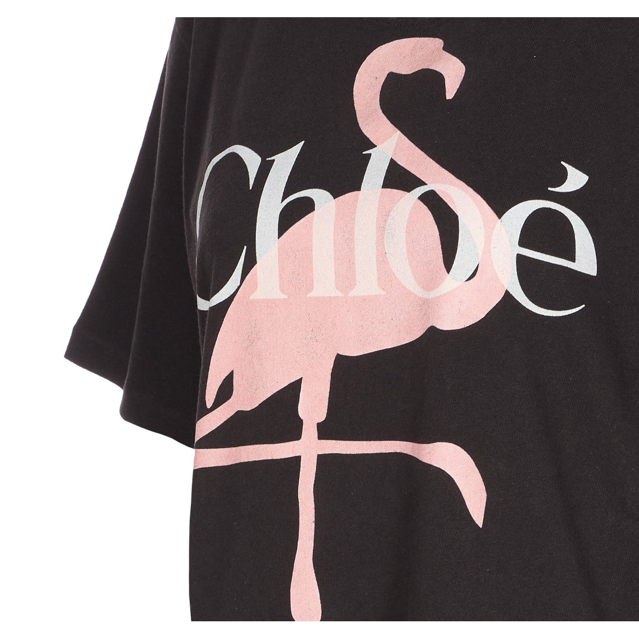 Chloe' Women Fenicotteri Print And Chloe' Logo T-Shirt CHLOE