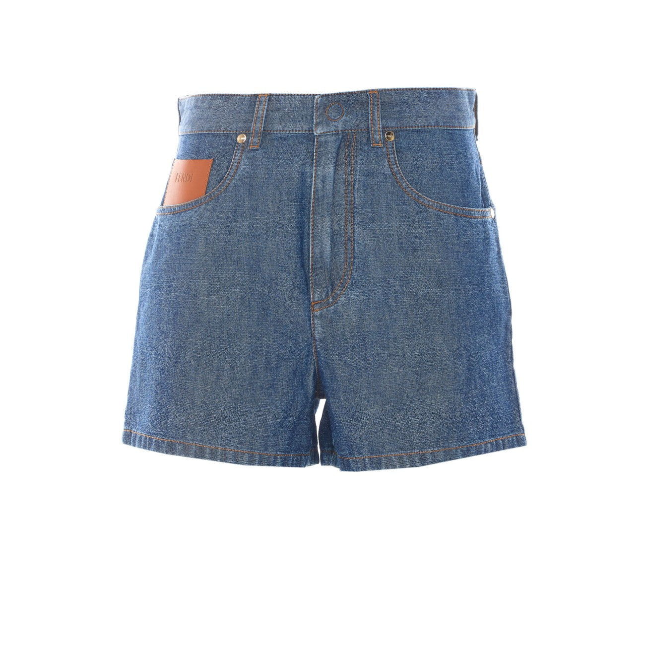 Fendi Women Ff Logo Denim Shorts FENDI