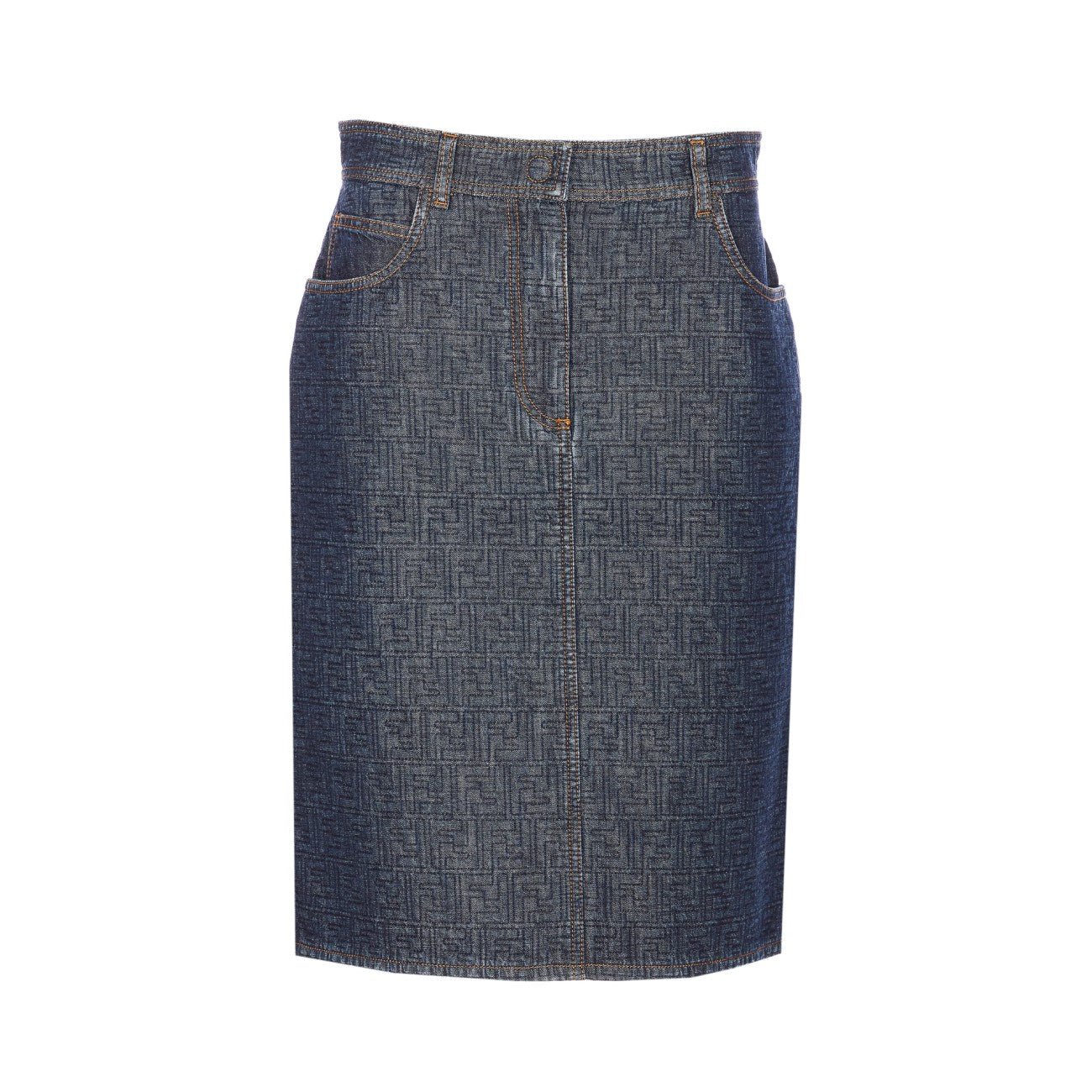 Fendi Women Ff Logo Denim Skirt FENDI